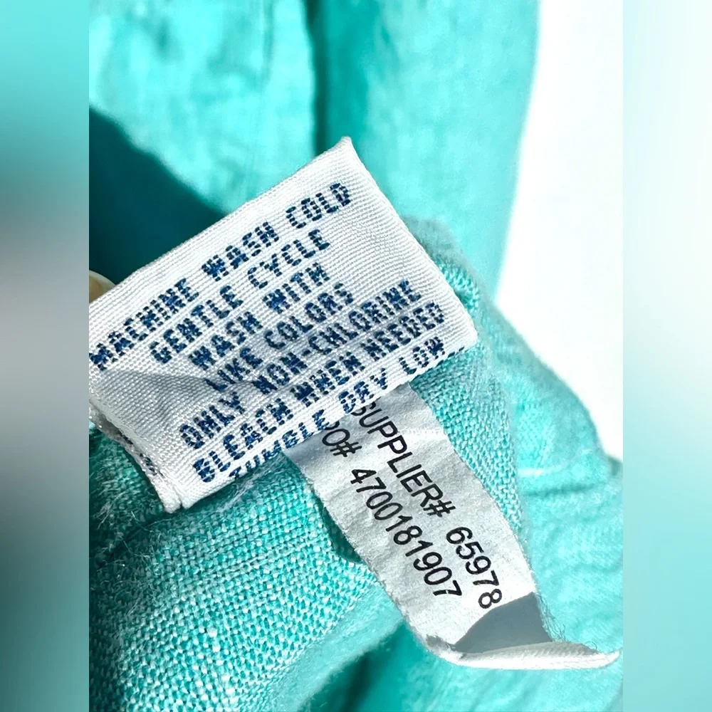 POLO Ralph Lauren 100% Linen Turquoise Blue Shirt, Classic Fit, M